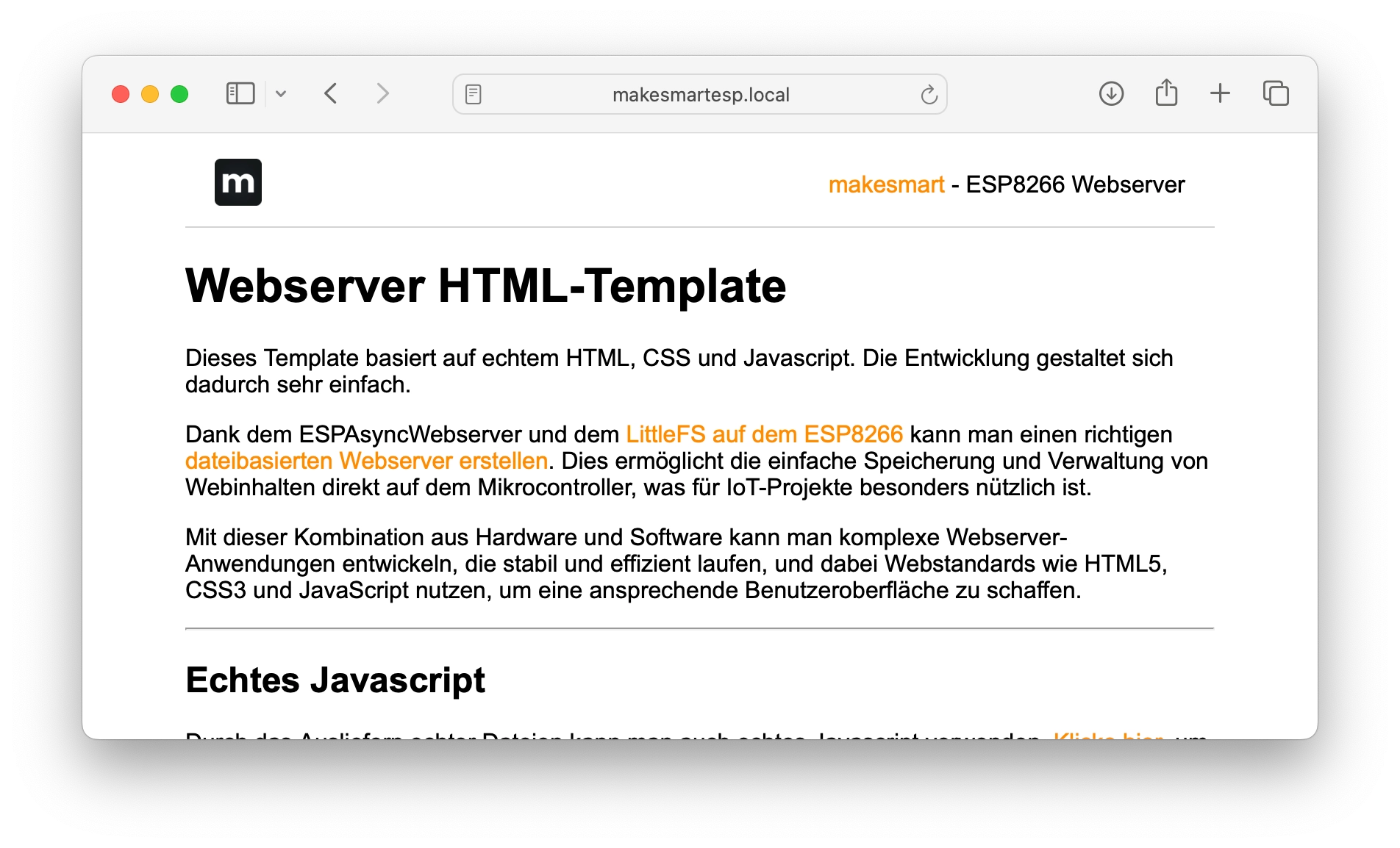 makesmart ESP8266 Webserver Screenshot ><