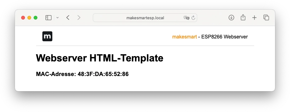 ESP8266 Webserver Template-String Beispiel ><
