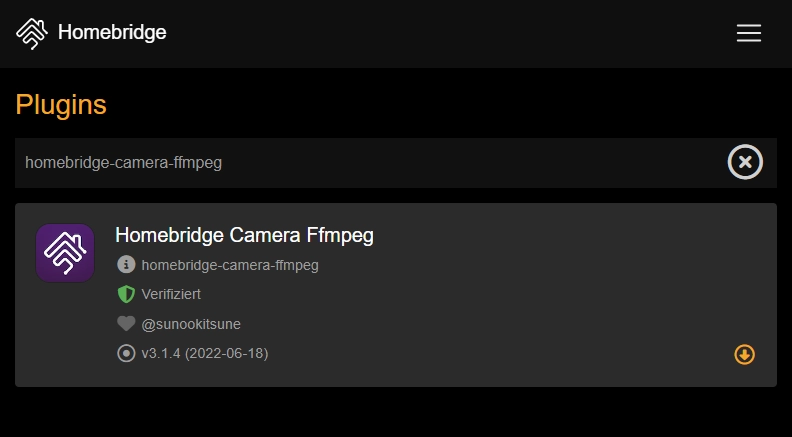 Homebridge Plugin homebridge-camera-ffmpeg ><