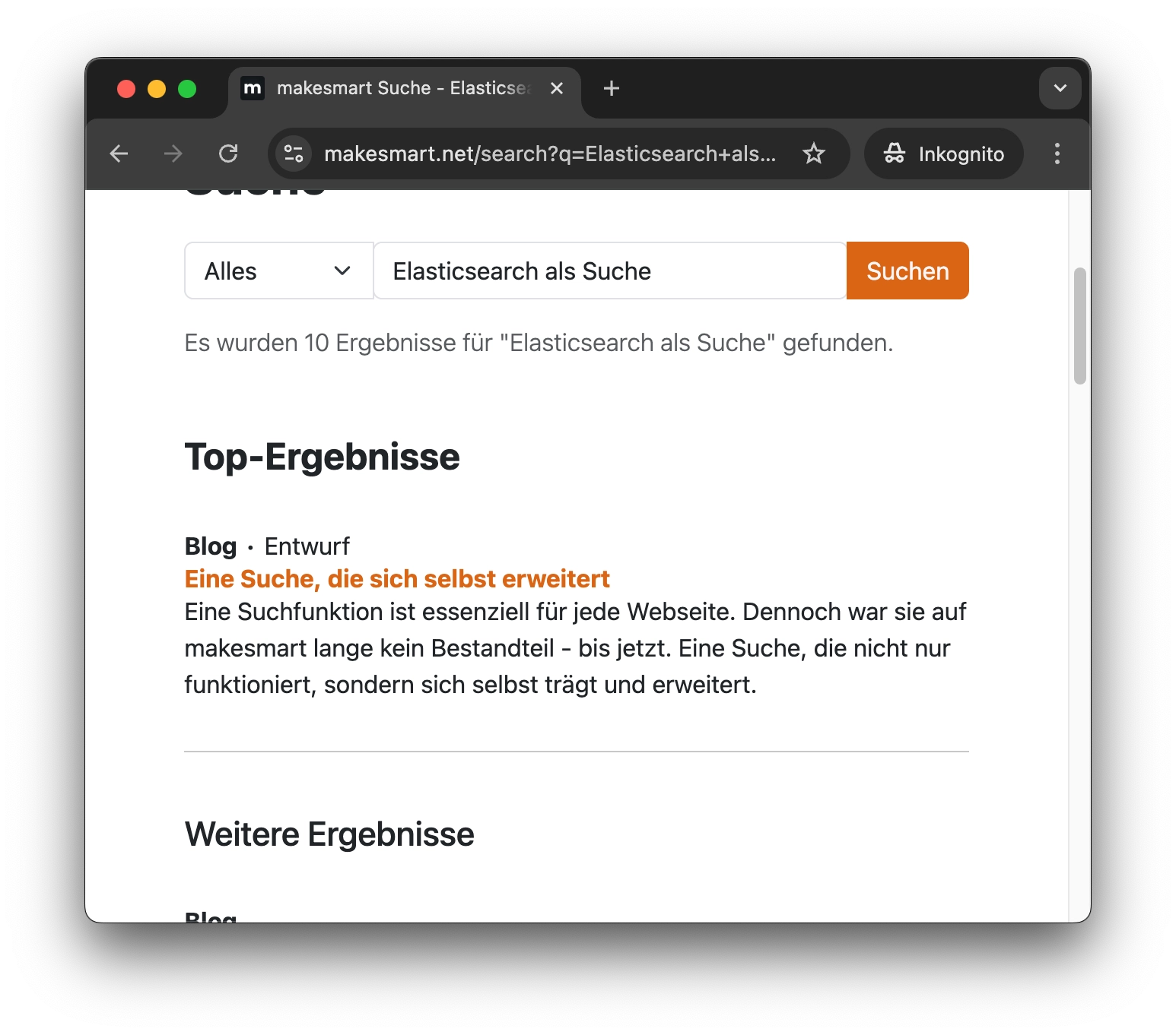 makesmart Suchergebnis mit privaten Entwürfen ><