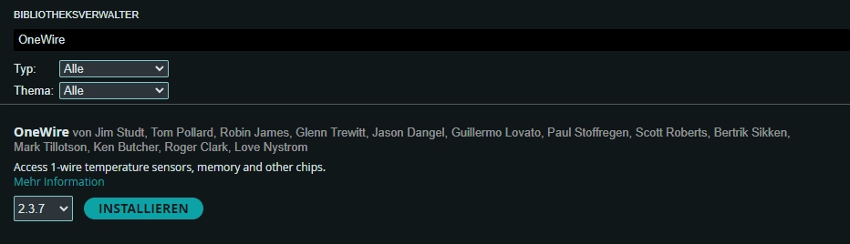 OneWire Library Arduino IDE ><