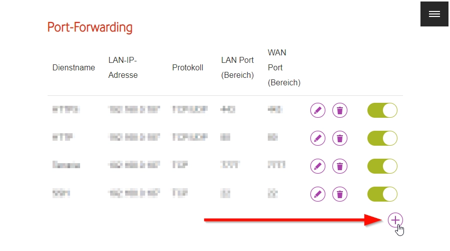 Vodafone Router Port-Forwarding Übersicht ><